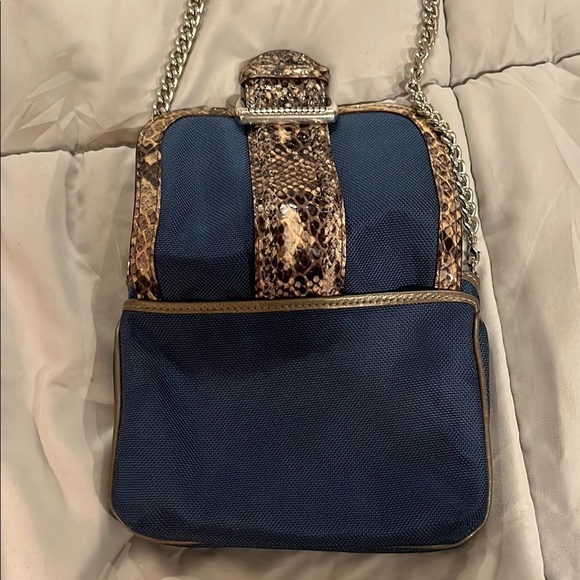 Brighton Blue and Snake Print Chain Shoulder Bag​​​ - Picture 8 of 8